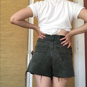 Frayed high waisted army green Carhartt shorts